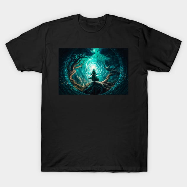 Sufi Saint in Cosmos - Digital Print, Spiritual Wall Art, Islamic Artwork T-Shirt by Rolling Reality